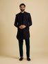 Manyavar Dark Blue And Teal Green Indo Western Set with Chowkadi Motifs And Patra Work