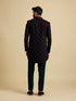 Manyavar Dark Blue And Teal Green Indo Western Set with Chowkadi Motifs And Patra Work