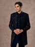 Manyavar Velveteen Dark Blue Radiance Indo Western