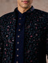 Manyavar Velveteen Dark Blue Radiance Indo Western