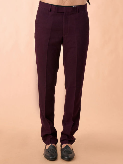 Manyavar Grape Velvet Splendor Indo Western