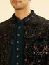 Manyavar Teal Green Velvet Indo Western Ensemble