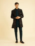 Manyavar Teal Green Velvet Indo Western Ensemble