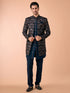 Manyavar Elegant Teal Blue Velvet Indo Western