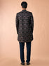 Manyavar Elegant Teal Blue Velvet Indo Western