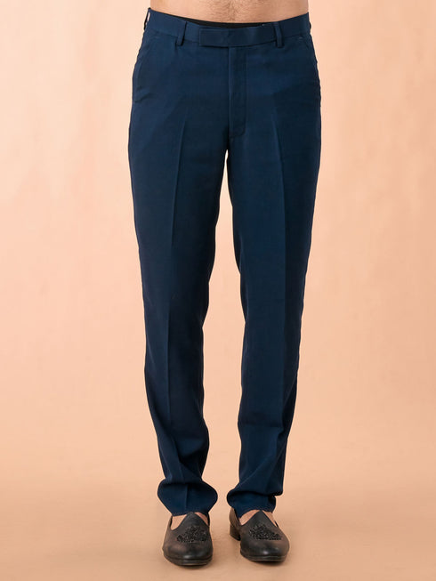 Manyavar Teal Blue Velvet Indo Western