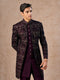 Manyavar Purple Velvet Indo-Western Ensemble with Embroidery