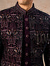 Manyavar Purple Velvet Indo-Western Ensemble with Embroidery