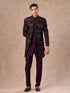Manyavar Purple Velvet Indo-Western Ensemble with Embroidery