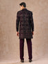 Manyavar Purple Velvet Indo-Western Ensemble with Embroidery