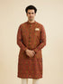 Manyavar Rust Red Aztec Print Jacket