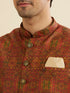 Manyavar Rust Red Aztec Print Jacket