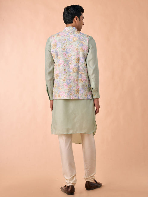 Manyavar Enchanting Light Mid Green Nehru Jacket