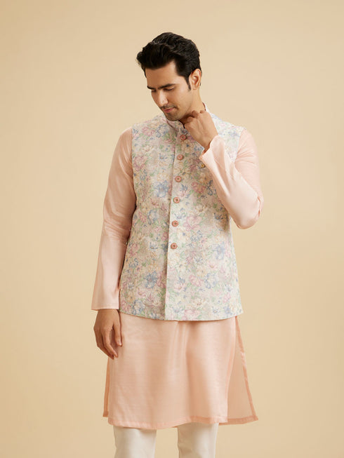 Manyavar Elegant Charm Cream Nehru Jacket
