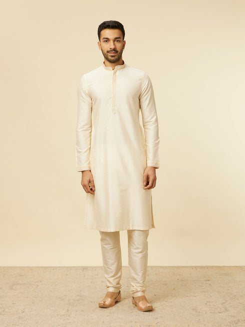 Manyavar Beige Multi Colored Grid Patterned Jacket Set
