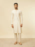 Manyavar Beige Multi Colored Grid Patterned Jacket Set