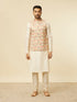 Manyavar Beige Multi Colored Grid Patterned Jacket Set