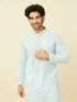 Manyavar Tropical Blue Floral Chikankari Embroidered Kurta Set