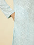 Manyavar Tropical Blue Floral Chikankari Embroidered Kurta Set