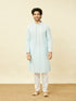 Manyavar Tropical Blue Floral Chikankari Embroidered Kurta Set