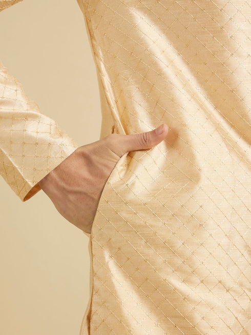 Manyavar Light Cream Embroidered Kurta Set
