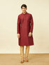 Manyavar Chilli Pepper Red Diamond Patterned Kurta Set