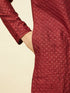 Manyavar Chilli Pepper Red Diamond Patterned Kurta Set