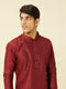 Manyavar Chilli Pepper Red Diamond Patterned Kurta Set