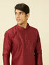 Manyavar Chilli Pepper Red Diamond Patterned Kurta Set