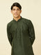 Manyavar Dark Green Lattice Patterned Sequined Kurta Set