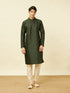 Manyavar Dark Green Lattice Patterned Sequined Kurta Set