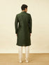 Manyavar Dark Green Lattice Patterned Sequined Kurta Set