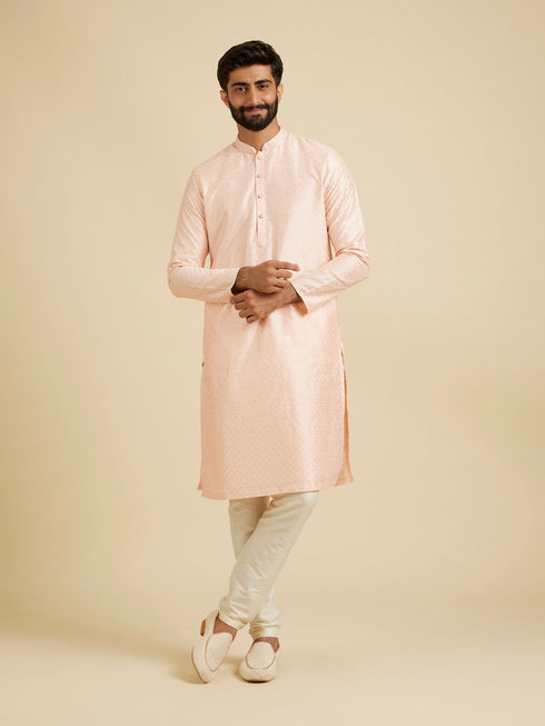 Manyavar Light Pink Sequins Kurta Pajama