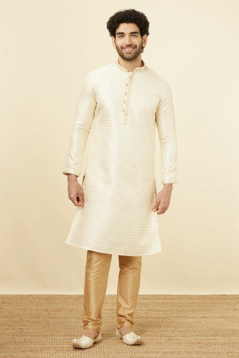 Manyavar Biscuit Jacquard Kurta Set