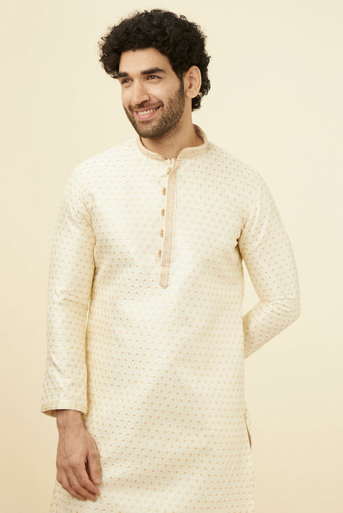 Manyavar Biscuit Jacquard Kurta Set