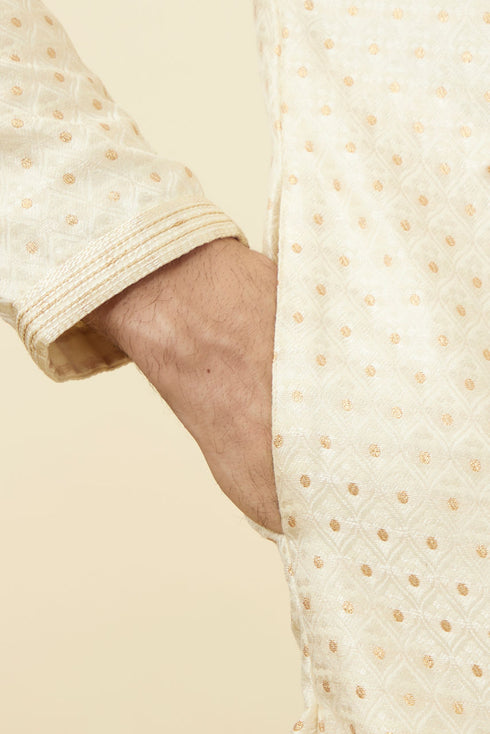 Manyavar Biscuit Jacquard Kurta Set