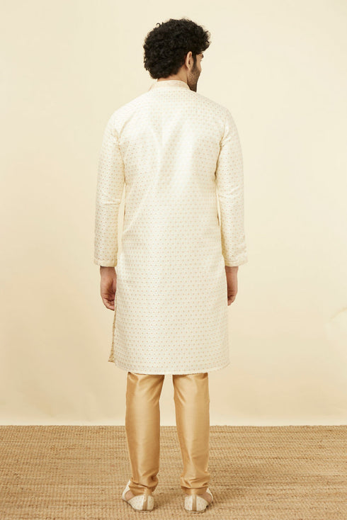 Manyavar Biscuit Jacquard Kurta Set