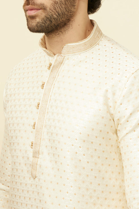 Manyavar Biscuit Jacquard Kurta Set