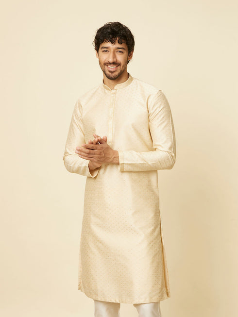 Manyavar Sand Beige Sequined Kurta Set