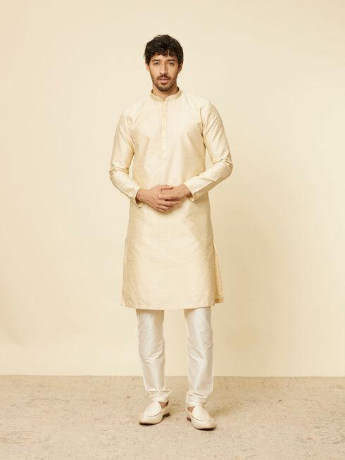 Manyavar Sand Beige Sequined Kurta Set
