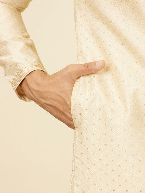 Manyavar Sand Beige Sequined Kurta Set