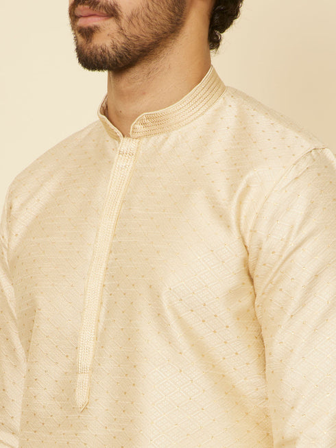 Manyavar Sand Beige Sequined Kurta Set
