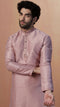 Manyavar Salmon Pink Jacquard Kurta Pajama