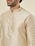 Manyavar Biscuit Cream Shankh Patterned Kurta Set