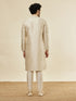 Manyavar Biscuit Cream Shankh Patterned Kurta Set