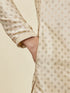 Manyavar Biscuit Cream Shankh Patterned Kurta Set