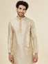 Manyavar Biscuit Cream Shankh Patterned Kurta Set