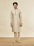 Manyavar Biscuit Cream Shankh Patterned Kurta Set