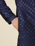 Manyavar Navy Blue Shankh Patterned Kurta Set