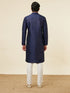 Manyavar Navy Blue Shankh Patterned Kurta Set